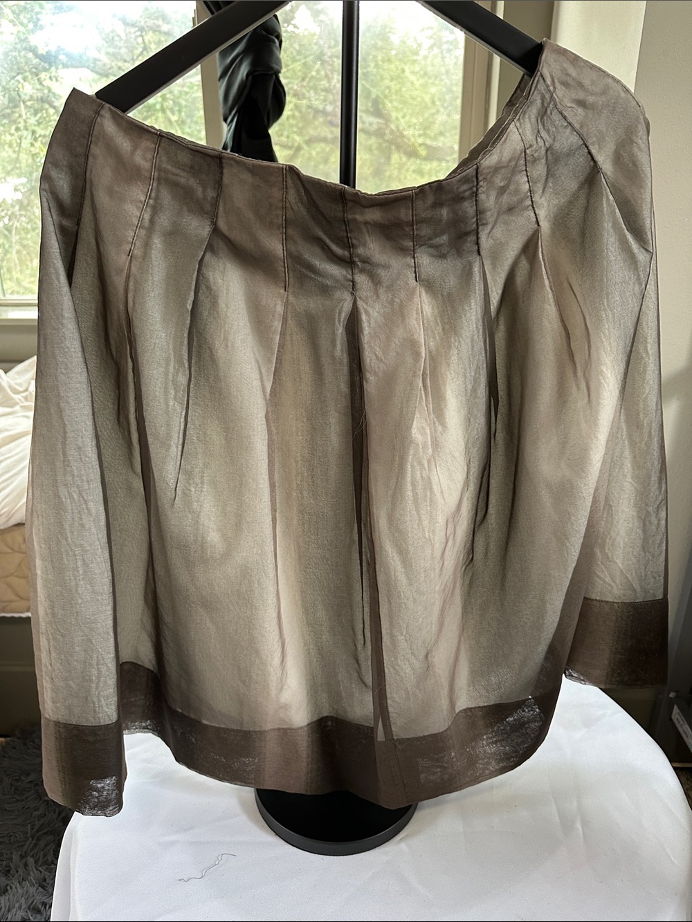 Coldwater Creek Shimmery Taupe Pleated A-Line Skirt